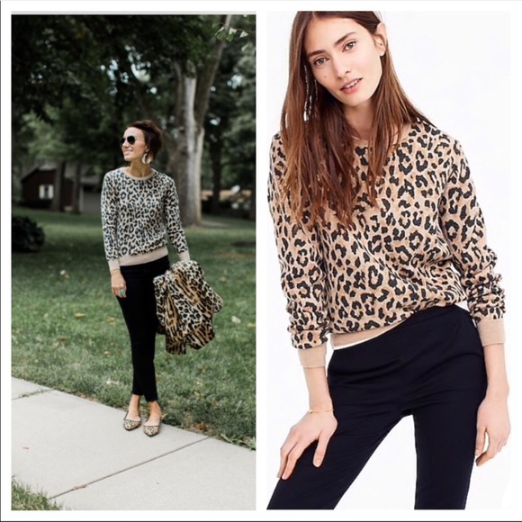 J.crew Merino Wool Leopard Pullover Sweater - small - Picture 1 of 1